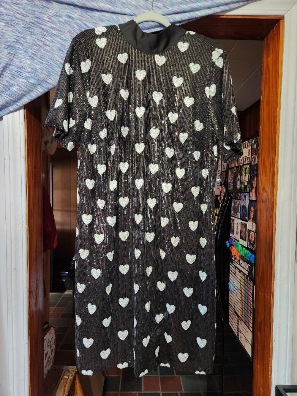 Eloquii NWT Heart Sequin Dress Size 16 Black White Open Back Party Dress